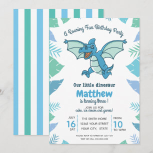 Invitación Fiesta de cumpleaños de los niños de los dinosauri