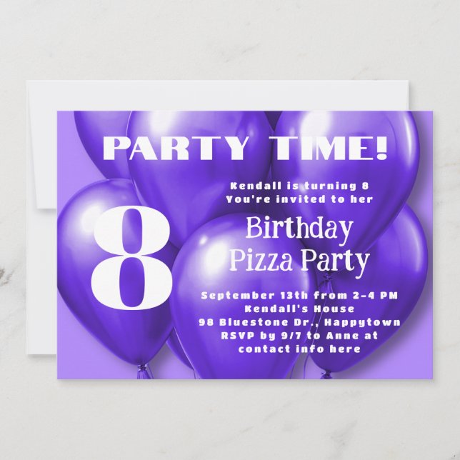Invitación Fiesta de cumpleaños de los niños de los Globos Pú (Anverso)