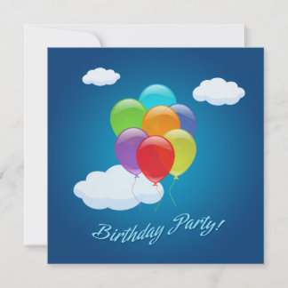 Invitación Fiesta de cumpleaños de los niños de los globos vo