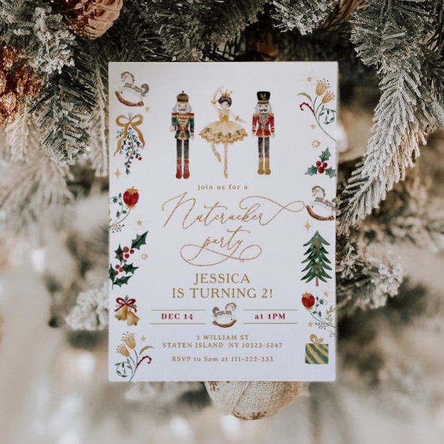 Invitación Fiesta de cumpleaños de los niños de oro rojo Nutc (Subido por el creador)