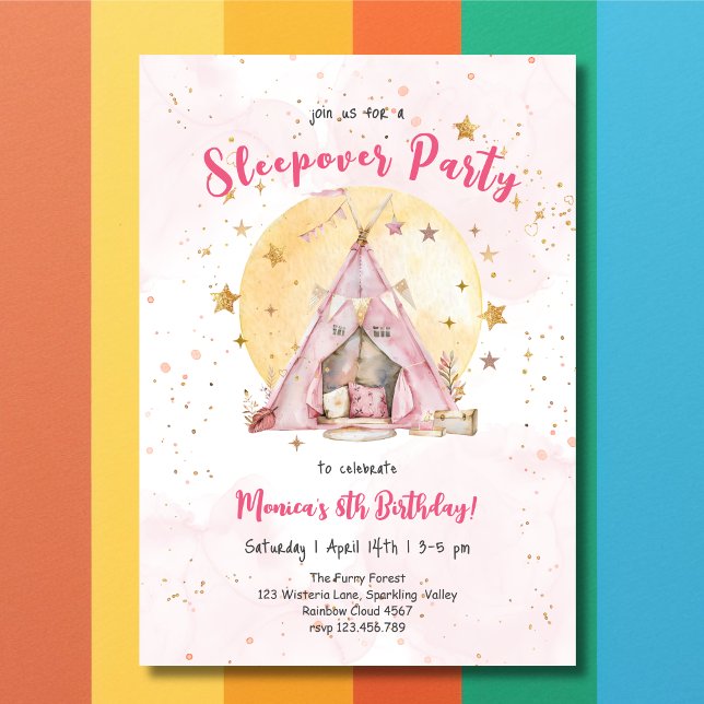 Invitación Fiesta de cumpleaños de los niños de Sleepover Paj (Subido por el creador)