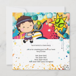 Invitación Fiesta de cumpleaños de los niños de tenis