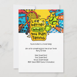 Invitación Fiesta de cumpleaños de los niños de tenis