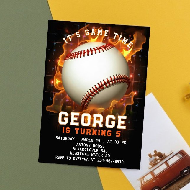 Invitación Fiesta de cumpleaños de los partidos de béisbol (Baseball Game Party Editable Invitation)