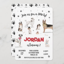 Fiesta de cumpleaños de los perros con acuarela re