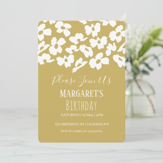 Invitación Fiesta de cumpleaños de los petroleros de la flor  (Anverso de pie)