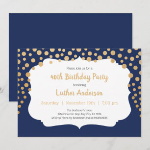 Invitación Fiesta de cumpleaños de los puntos dorados de la m