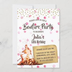 Invitación Fiesta de cumpleaños de los puntos rosados del cam