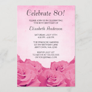 Invitación Fiesta de cumpleaños de los rosas rosados del
