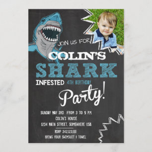 Invitación Fiesta de cumpleaños de los tiburones