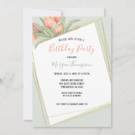 Invitación Fiesta de cumpleaños de los tulipanes de manantial