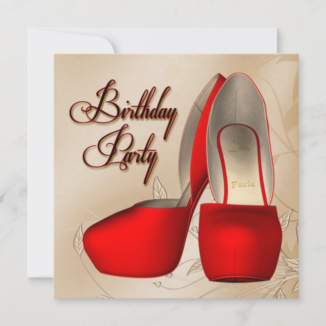 Invitación Fiesta de cumpleaños de los zapatos de tacón de Da (Anverso)