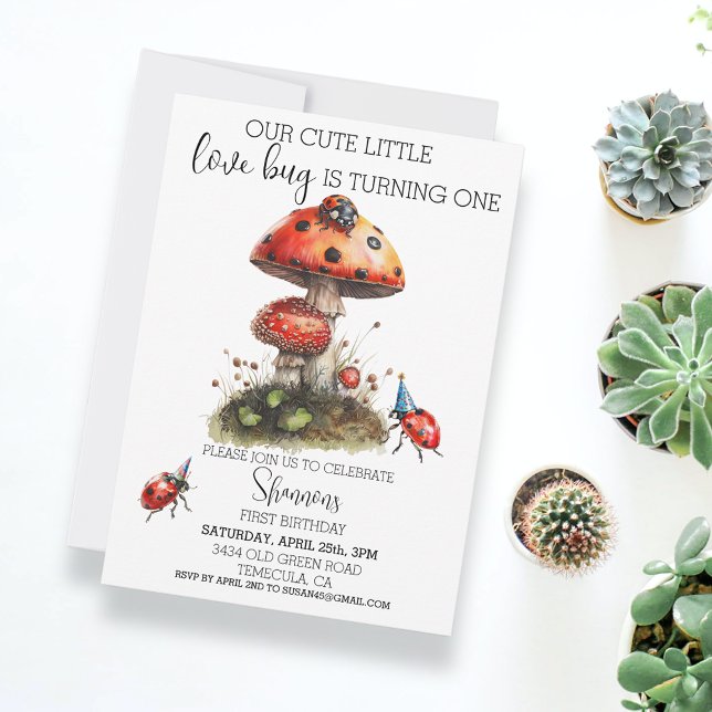 Invitación Fiesta de cumpleaños de Love Bug Ladybug (Subido por el creador)