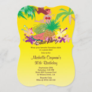 Invitación Fiesta de cumpleaños de Luau de la hawaiana