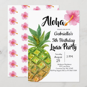 Invitación Fiesta de cumpleaños de Luau Pineapple