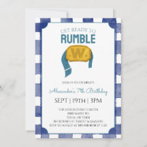 Fiesta de Cumpleaños de Lucha con Gingham Azul