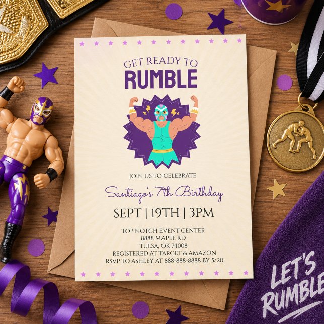 Invitación Fiesta de Cumpleaños de Lucha Libre Retro (Subido por el creador)