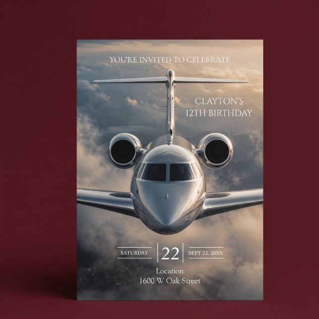 Invitación Fiesta de cumpleaños de lujo ejecutivo en jet priv (Subido por el creador)