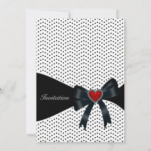 Invitación Fiesta de cumpleaños de lunares negros para cualqu