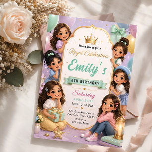 Invitación Fiesta de Cumpleaños de Luxury Princess Friends 6t