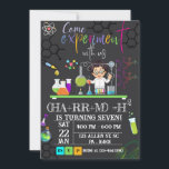 Invitación Fiesta de cumpleaños de Mad Science `Invitación pa<br><div class="desc">Sorprende a tus invitados con esta colorida invitación para cumpleaños de ciencia que incluye elementos científicos como herramientas experimentales y un científico haciendo un experimento, agrega la foto de tu hijo al fondo. Simplemente agregue los detalles de su evento en esta plantilla fácil de usar para convertirla en una invitación...</div>