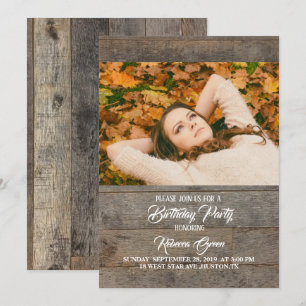 Invitación fiesta de cumpleaños de madera de granero rústico 