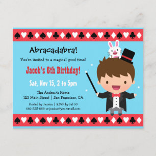 Invitación Fiesta de cumpleaños de magia para niños con mago