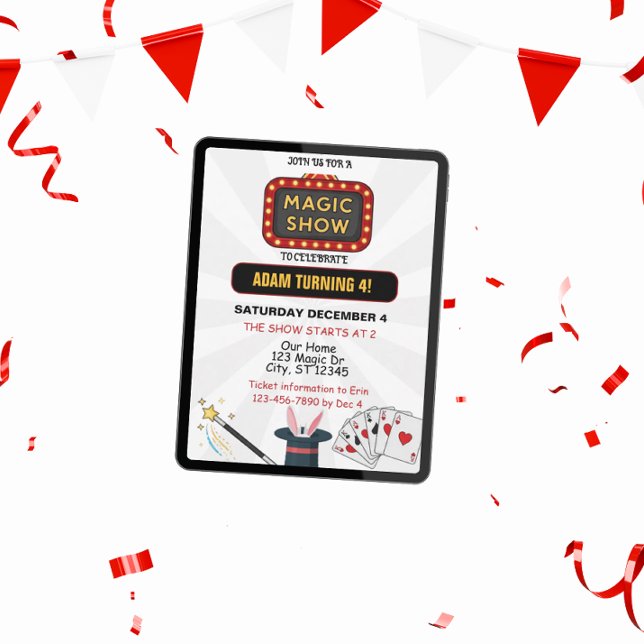 Invitación Fiesta de cumpleaños de Magic Show (Subido por el creador)