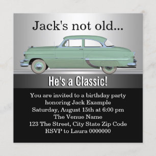 Invitación Fiesta de Cumpleaños de Mans Classic Car