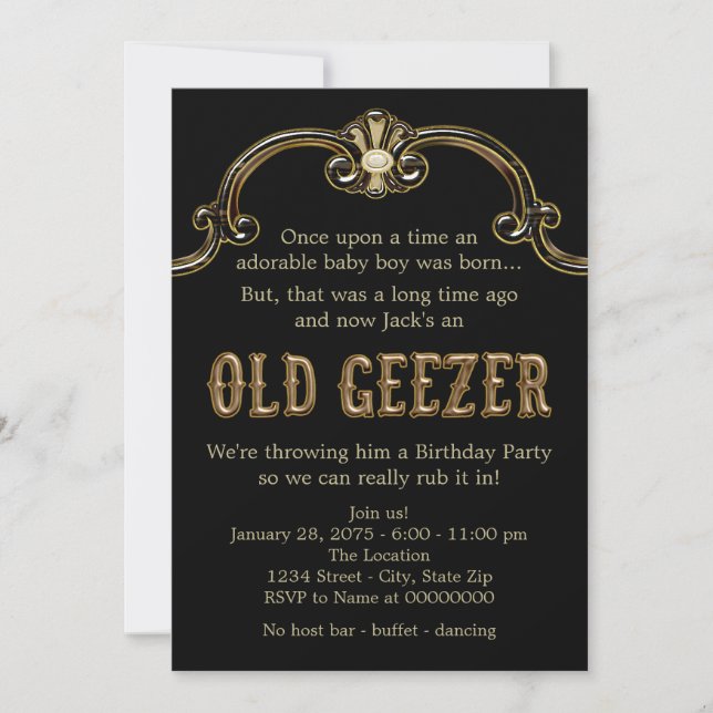 Invitación Fiesta de cumpleaños de Mans Old Geezer (Anverso)