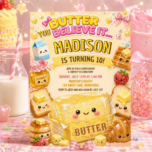 Invitación Fiesta de Cumpleaños de Mantequilla Brillante Ador
