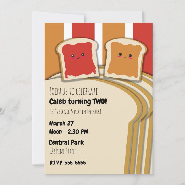 Invitación Fiesta de cumpleaños de mantequilla de maní y fres (Anverso)