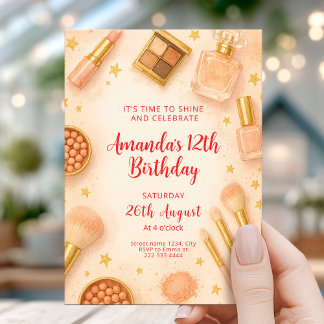 Invitación Fiesta de Cumpleaños de Maquillaje Elegante