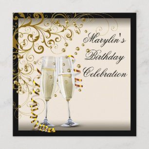 Invitación Fiesta de cumpleaños de marfil y oro