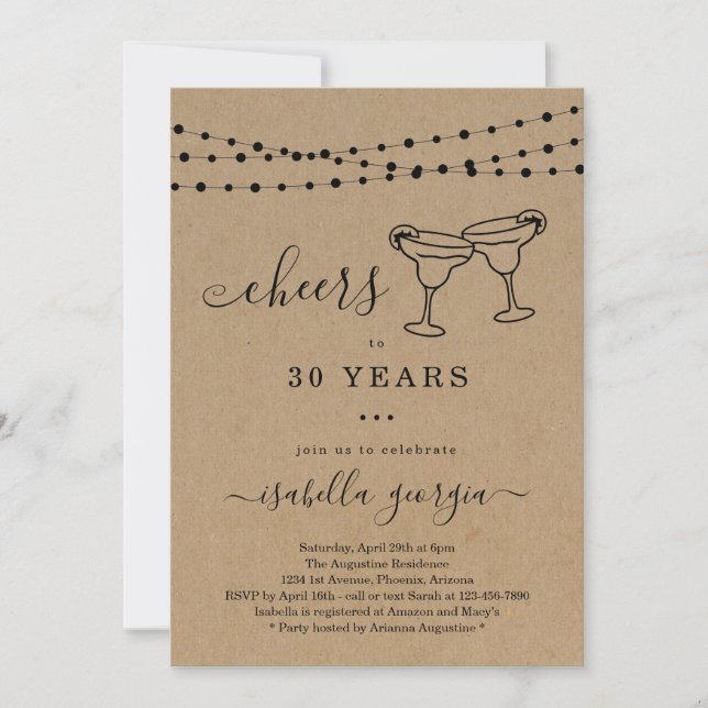 Invitación Fiesta de cumpleaños de Margarita - Cualquier edad (Anverso)