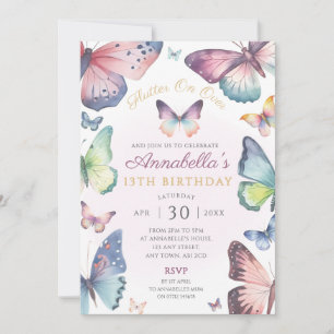 Invitación Fiesta de cumpleaños de mariposa invitan a maripos