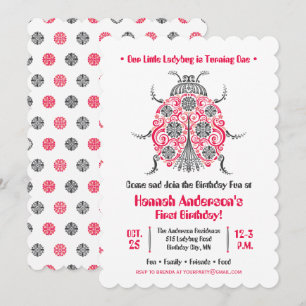 Invitación Fiesta de cumpleaños de mariquita • Elegante y lin
