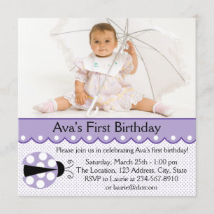 Invitación Fiesta de Cumpleaños de Mariquita Morada