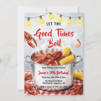 Invitación Fiesta de Cumpleaños de Mariscos Boil de Cangrejos