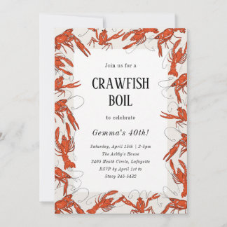 Invitación Fiesta de Cumpleaños de Mariscos con Cangrejos Roj