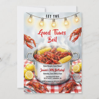 Invitación Fiesta de Cumpleaños de Mariscos de Cangrejo de Rí