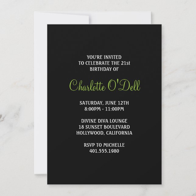 Invitación fiesta de cumpleaños de martini con estampado de c (Anverso)