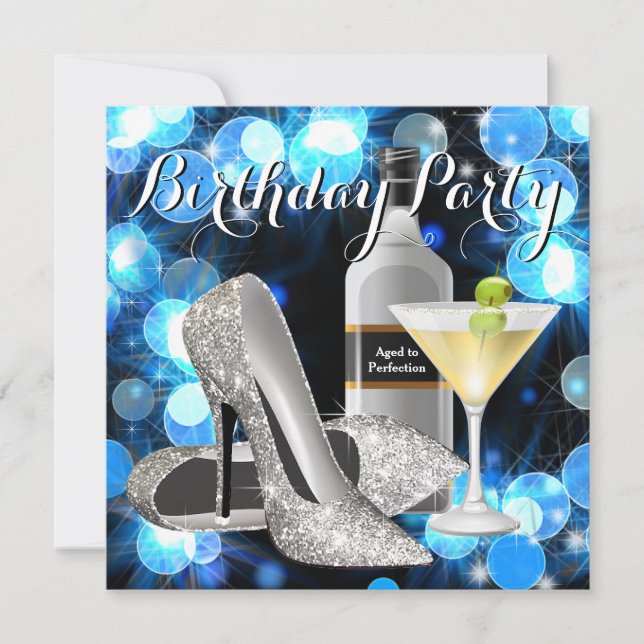 Invitación Fiesta de cumpleaños de Martini de mujer (Anverso)