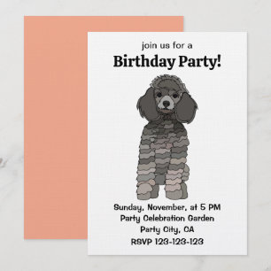 Invitación Fiesta de Cumpleaños de Mascota Perro Caniche