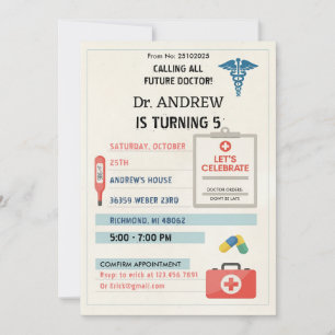 Invitación Fiesta de Cumpleaños de Médico Digital Personaliza