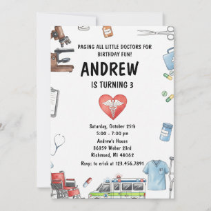 Invitación Fiesta de cumpleaños de médico personalizada digit