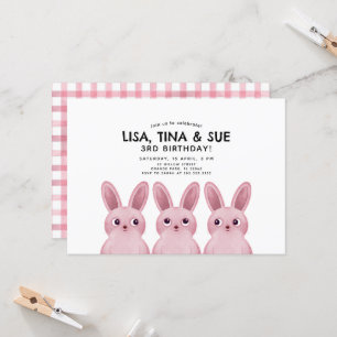 Invitación Fiesta de cumpleaños de Mejores Amigos con conejos