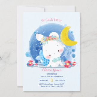 Invitación Fiesta de cumpleaños de Mermaid Bunny