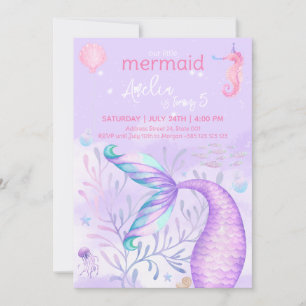 Invitación Fiesta de cumpleaños de Mermaid Watercolor