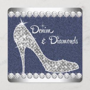 Invitación Fiesta de cumpleaños de mezclilla y diamantes